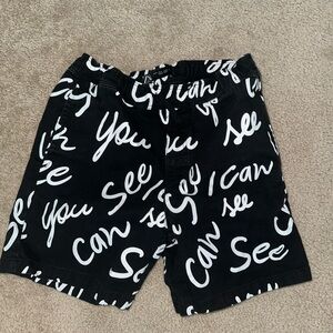 Zara Black and White Graphic Men's Shorts